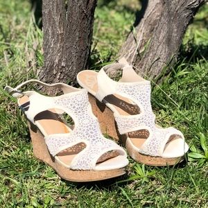 Lace and cork wedges